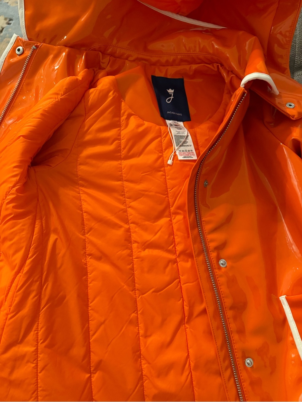 Jacadi Bright Orange Hooded Puffer Jacket